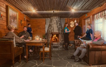 Takkahuoneen tunnelmaa  - Puutarhaspan takkahuone