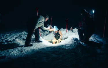 Wood-heated tent sauna on the frozen sea in Oulu