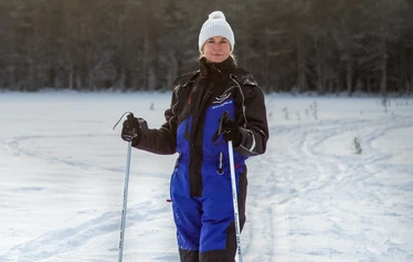Group snowshoeing on the frozen sea in Oulu