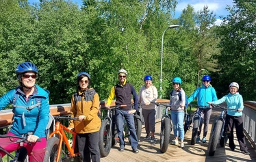 Fatbike rental in Nallikari, Oulu, bikes on a pier by the sea