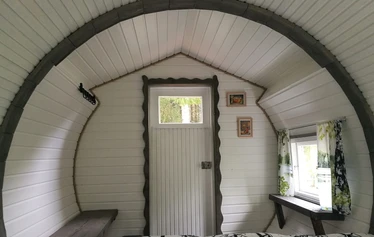 An old sauna barrel got a new life as a sleeping barrel