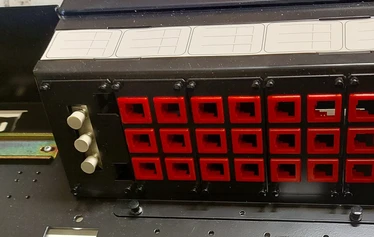 Home Network Cabling cabinet - Demo package that has never been installed at a customer. This cabinet has a capability to accomodate max 3*8 = 24 cabling jacks.
Has IBM brand name printed in front door; although not manufactured by IBM.
Can accomodate small networking switch.