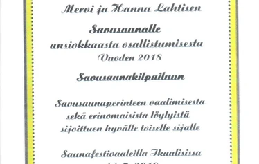 Kinkamon pirtin savusauna - Saunojat savusaunan leppoisissa löylyissä

Kuva Julia Kivelä