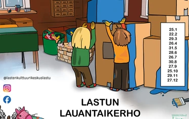Lastun lauantaikerhossa on hyvät tilat tehdä taidetta yhdessä - Lastenkulttuurikeskus Lastun avoimet lauantaikerhot tarjoavat ilmaista taidetoimintaa perheille Lapinlahdella joka kuukauden viimeinen lauantai klo 9-12. 