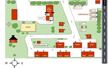 Caravan places - Lomamaja Pekonen camp site offers caravan places with electiricty.