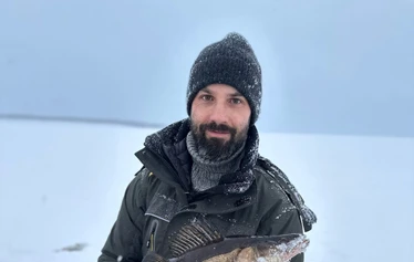 winter fishing ice fishing at lake oulujärvi kajaani