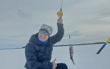 winter fishing ice fishing at lake oulujärvi kajaani