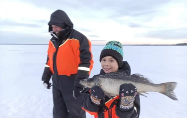 winter fishing ice fishing at lake oulujärvi kajaani
