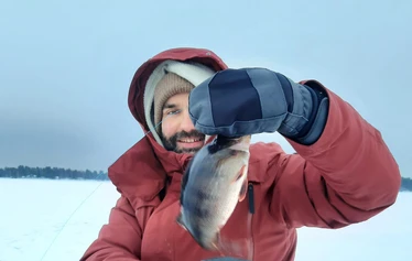 winter fishing ice fishing at lake oulujärvi kajaani