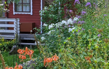 Vierasmaja  - Vierasmaja majoittaa kaksi henkilöä keväästä syksyyn. Vierasmaja on pihapiiirin nuori rakennus, rakennettu 2000 luvun alussa. 
