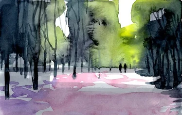 Puutarhani vierailijat 1 - Akvarelli: Anne Kimiläinen