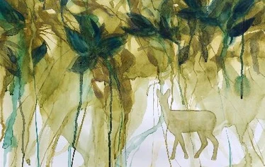 Puutarhani vierailijat 1 - Akvarelli: Anne Kimiläinen