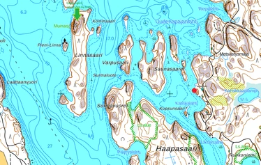 Lapp Cairn location - The Lapp Cairn is located at the highest point of Linnasaari ("Fort Island") - a place which also offers a spectacular view over Lake Juolasvesi.